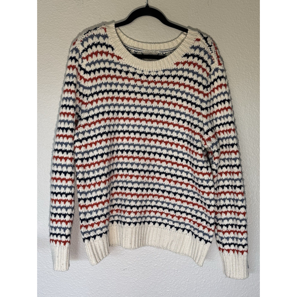 St. John’s Bay Chunky Knit Sweater XL Multicolored Striped Grandpa Style Retro - Picture 2 of 8